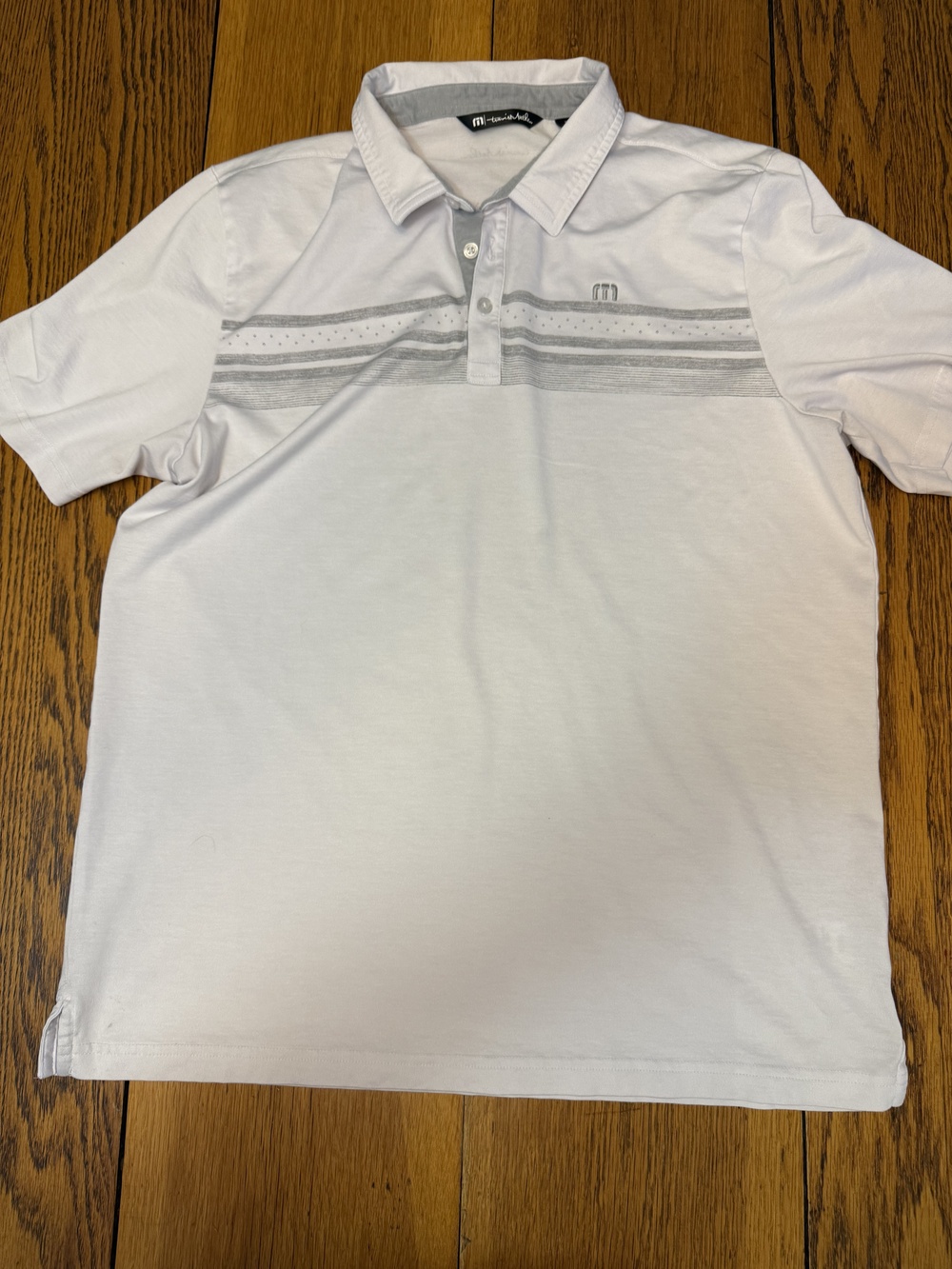 TravisMathew Polo Shirt Mens Large Striped Golf Performance Lightweight Breathab
